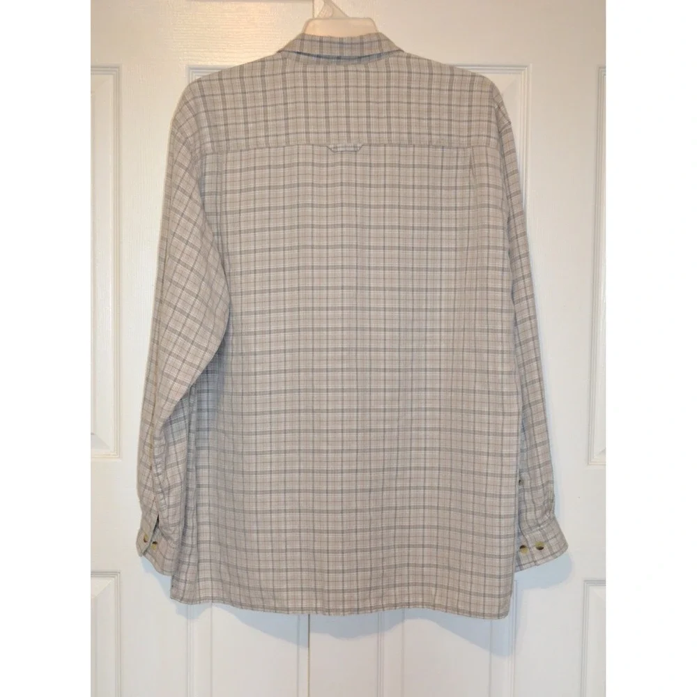 The North Face Long Sleeve Button Up Shirt Men's Size XL Beige Black Plaid‎ Nice